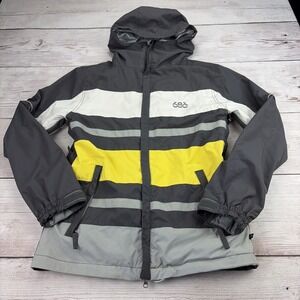 Y2K 686 Mannual Jacket Men's S Grey Yellow Hood Full Zip Snowboard Vented Coat